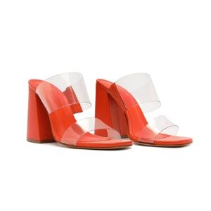 SCHUTZ EUC Sz 8 Orange Clear Strap  open toe heels